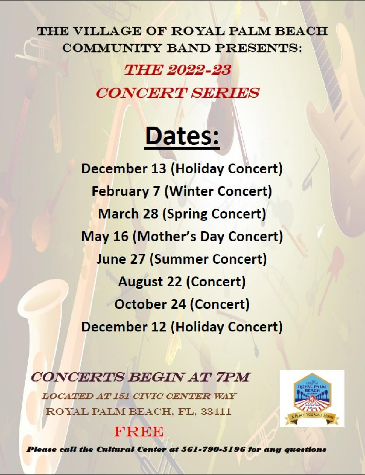 2022 23 Concert Series Village of Royal Palm Beach Florida