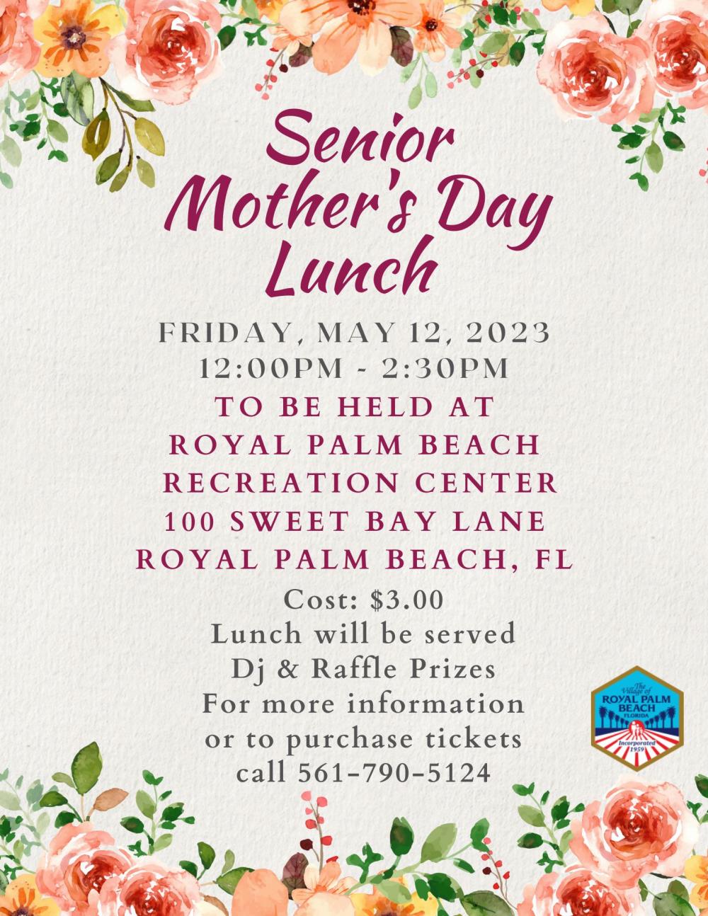 Senior Citizen Mother's Day Luncheon Village of Royal Palm Beach Florida